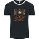 Demonic Bat Skull Satan Grim Reaper Demon Mens Ringer T-Shirt FotL Black/White