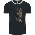 A Posing Cat Mens Ringer T-Shirt FotL Black/White