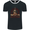 Rusty Skulls Biker Motorcycle Motorbike Chopper Mens Ringer T-Shirt FotL Black/White