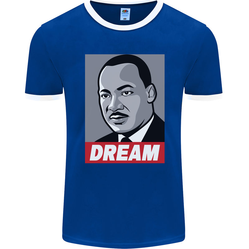 Dream Martin Luther King Black Lives Matter Mens Ringer T-Shirt FotL Royal Blue/White