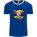 Torn Uganda Flag Ugandan Day Football Mens Ringer T-Shirt FotL Royal Blue/White