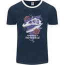 Fossible Funny Fossil Paleontology Dinosaur Mens Ringer T-Shirt FotL Navy Blue/White