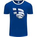 Curled Finland Flag Finnish Day Football Mens Ringer T-Shirt FotL Royal Blue/White