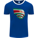 Curled Suriname Flag Suriname Day Football Mens Ringer T-Shirt FotL Royal Blue/White