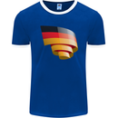 Curled Germany Flag German Day Football Mens Ringer T-Shirt FotL Royal Blue/White