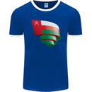 Curled Oman Flag Omani Day Football Mens Ringer T-Shirt FotL Royal Blue/White