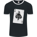 Smokinig Ace of Spades Skull Biker Heay Metal Mens Ringer T-Shirt FotL Black/White
