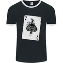 Smokinig Ace of Spades Skull Biker Heay Metal Mens Ringer T-Shirt FotL Black/White