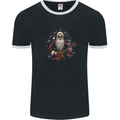 Santa Playing the Guitar Rock Music Christmas Xmas Mens Ringer T-Shirt FotL Black/White