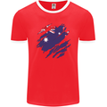 Torn Australia Flag Australian Day Football Mens Ringer T-Shirt FotL Red/White