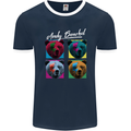 Andy Bearhol Funny Panda Bear Parody Art Mens Ringer T-Shirt FotL Navy Blue/White