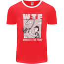Wheres the Fish WTF Funny Fishing Fisherman Mens Ringer T-Shirt FotL Red/White