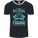 I'm Not Anti Social Funny Fishing Fisherman Mens Ringer T-Shirt FotL Black/White