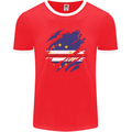 Torn Cape Verde Flag Verdean Day Football Mens Ringer T-Shirt FotL Red/White