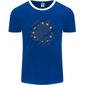 Torn EU Flag European Union Flag Football Mens Ringer T-Shirt FotL Royal Blue/White