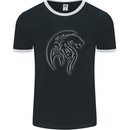 A Tribal Dragon Tattoo Style Mens Ringer T-Shirt FotL Black/White