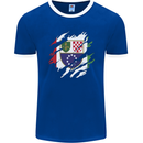 Torn Bosnia and Herzegovina Flag Day Football Mens Ringer T-Shirt FotL Royal Blue/White
