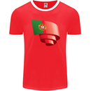 Curled Portugal Flag Portugese Day Football Mens Ringer T-Shirt FotL Red/White