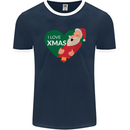 I Love Xmas Santa Claus Christmas Mens Ringer T-Shirt FotL Navy Blue/White