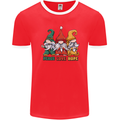 Peace Love Hope 3 Gnomes Mens Ringer T-Shirt FotL Red/White