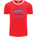 Funny Relaxing Sloth Mens Ringer T-Shirt Red/White