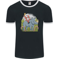 A Christmas Rhino With Santa Xmas Mens Ringer T-Shirt FotL Black/White