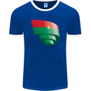 Curled Burkina Faso Flag Day Football Mens Ringer T-Shirt FotL Royal Blue/White