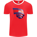 Curled Cambodia Flag Cambodian Day Football Mens Ringer T-Shirt FotL Red/White