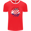 Torn Croatia Flag Croatian Day Football Mens Ringer T-Shirt FotL Red/White