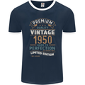 Premium Vintage 73rd Birthday 1950 Mens Ringer T-Shirt FotL Navy Blue/White