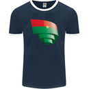 Curled Burkina Faso Flag Day Football Mens Ringer T-Shirt FotL Navy Blue/White