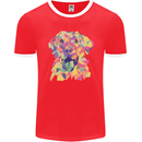 Abstract Labrador Dog Mens Ringer T-Shirt FotL Red/White