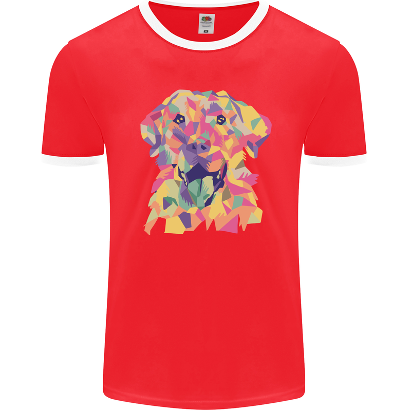 Abstract Labrador Dog Mens Ringer T-Shirt FotL Red/White