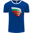 Curled Bulgaria Flag Bulgarian Day Football Mens Ringer T-Shirt FotL Royal Blue/White