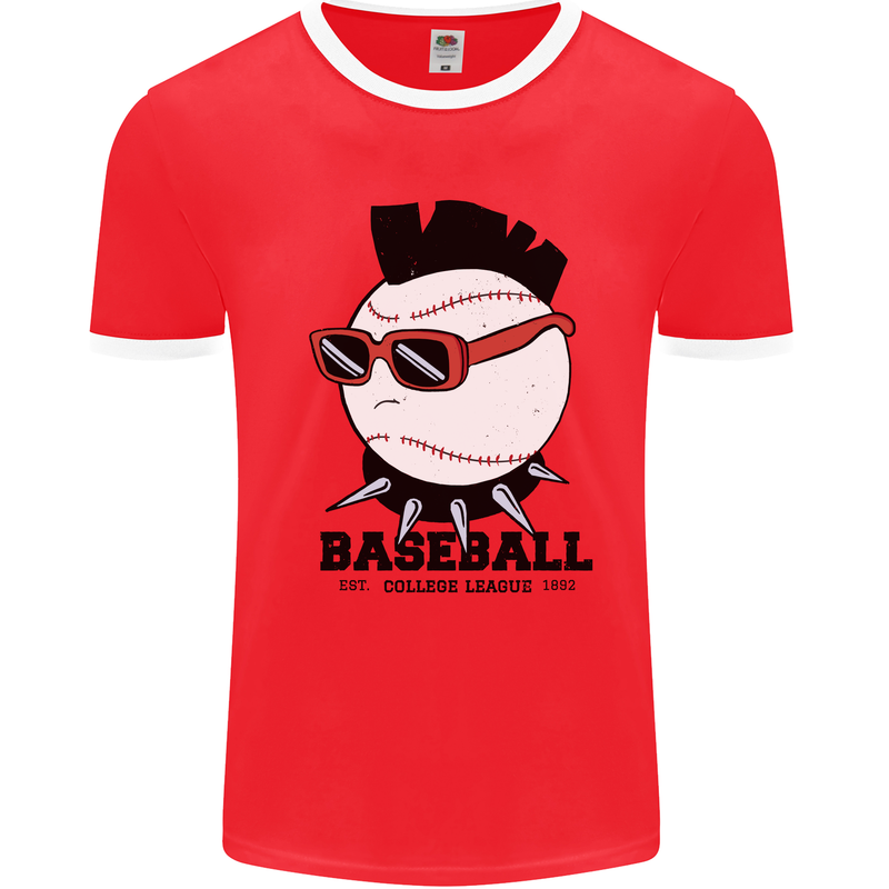 Baseball Punk Rocker Mens Ringer T-Shirt Red/White