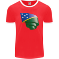 Curled Solomon Islands Flag Day Football Mens Ringer T-Shirt FotL Red/White