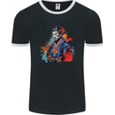 Samurai Elder Fantasy Warrior Ronin Bushido Mens Ringer T-Shirt FotL Black/White