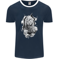 Lion Ripping Through the Fabric Mens Ringer T-Shirt FotL Navy Blue/White