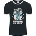 Snowboarding I Am the Avalanche Funny Mens Ringer T-Shirt FotL Black/White