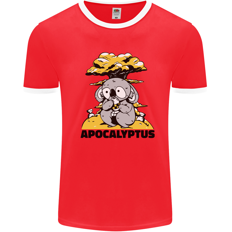 Apocalyptus Koala Bear Climate Change Armageddon Mens Ringer T-Shirt Red/White