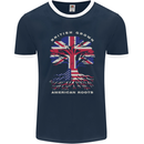 British Grown American Roots USA Flag Mens Ringer T-Shirt FotL Navy Blue/White