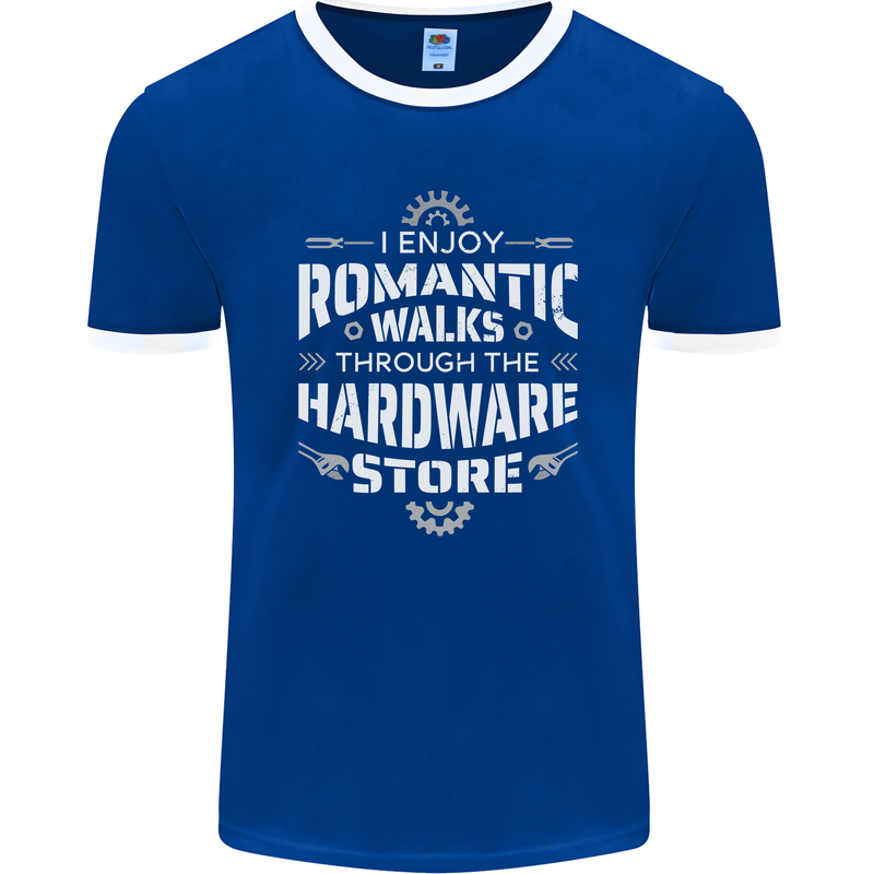 Romantic Walks Hardware Store DIY Tradesman Mens Ringer T-Shirt FotL Royal Blue/White