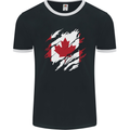 Torn Canada Flag Canadian Day Football Mens Ringer T-Shirt FotL Black/White