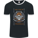 See You in Valhalla Viking Skull and Symbols Mens Ringer T-Shirt FotL Black/White