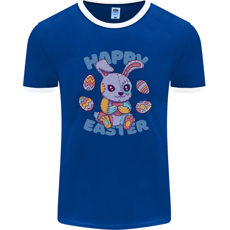Happy Easter Bunny Mens Ringer T-Shirt FotL Royal Blue/White