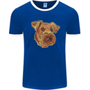 An Airedale Terrier Bingley Waterside Dog Mens Ringer T-Shirt Royal Blue/White