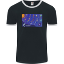 Galaxy Infographic Space Technology Planets Mens Ringer T-Shirt FotL Black/White