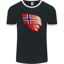 Curled Norway Flag Norwegian Day Football Mens Ringer T-Shirt FotL Black/White