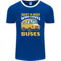 Just a Boy Who Loves Buses Bus Driver Mens Ringer T-Shirt FotL Royal Blue/White