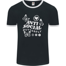 Antisocial Butterfly Funny Mens Ringer T-Shirt FotL Black/White